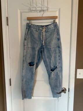 GAP Washed Light Blue Distressed Boyfriend Jeans